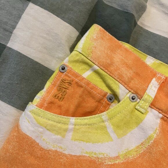 Zara Lemon Shorts Mens 30 Orange Limited Edition Bermuda Walking Novelty Print - Picture 6 of 10